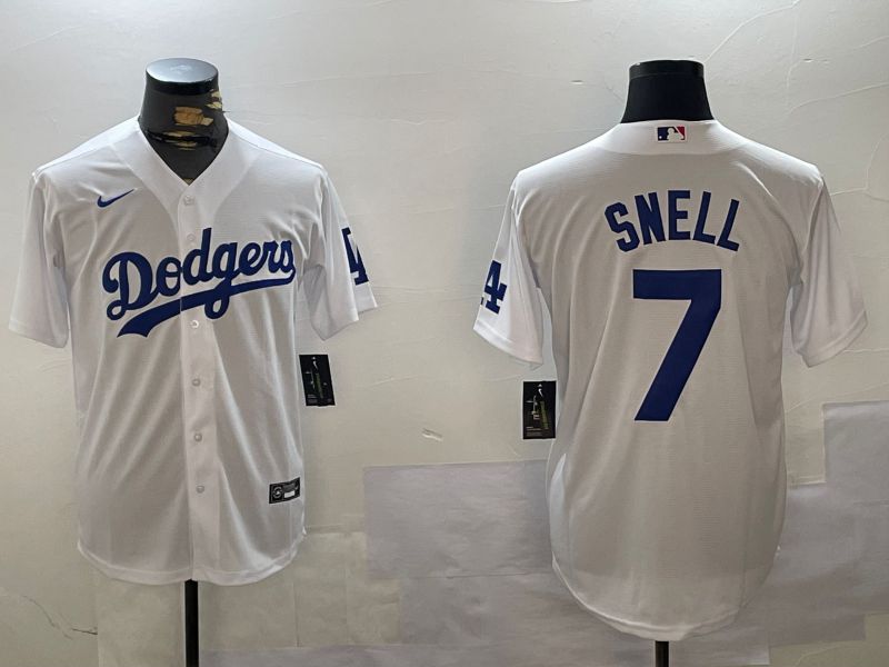 Men Los Angeles Dodgers #7 Snell White Game 2024 Nike MLB Jersey style 1->houston astros->MLB Jersey